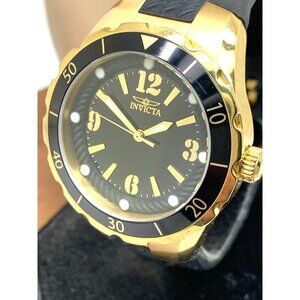 Invicta Women's Watch 17486 Angel Quartz Gold Black Rubber Band 38mm